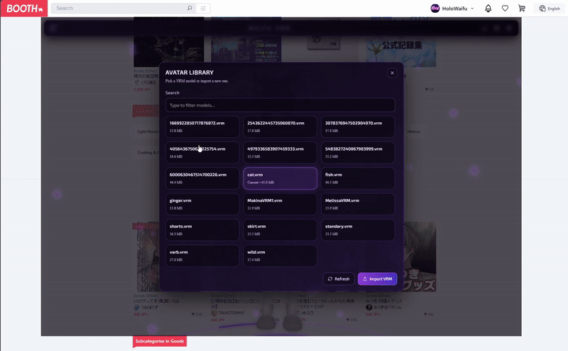 VRM avatar change demo