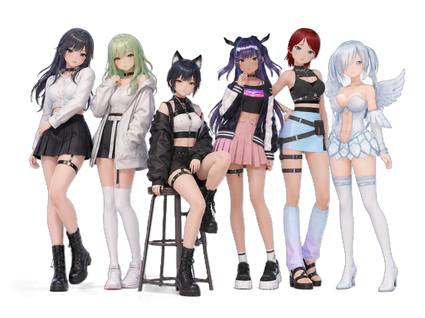 Different HoloWaifu characters and avatar styles