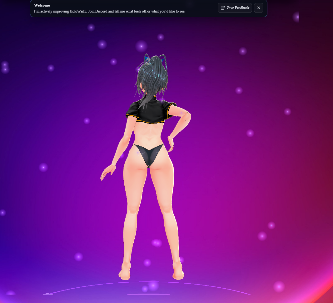 VRM model loaded facing away from the viewer